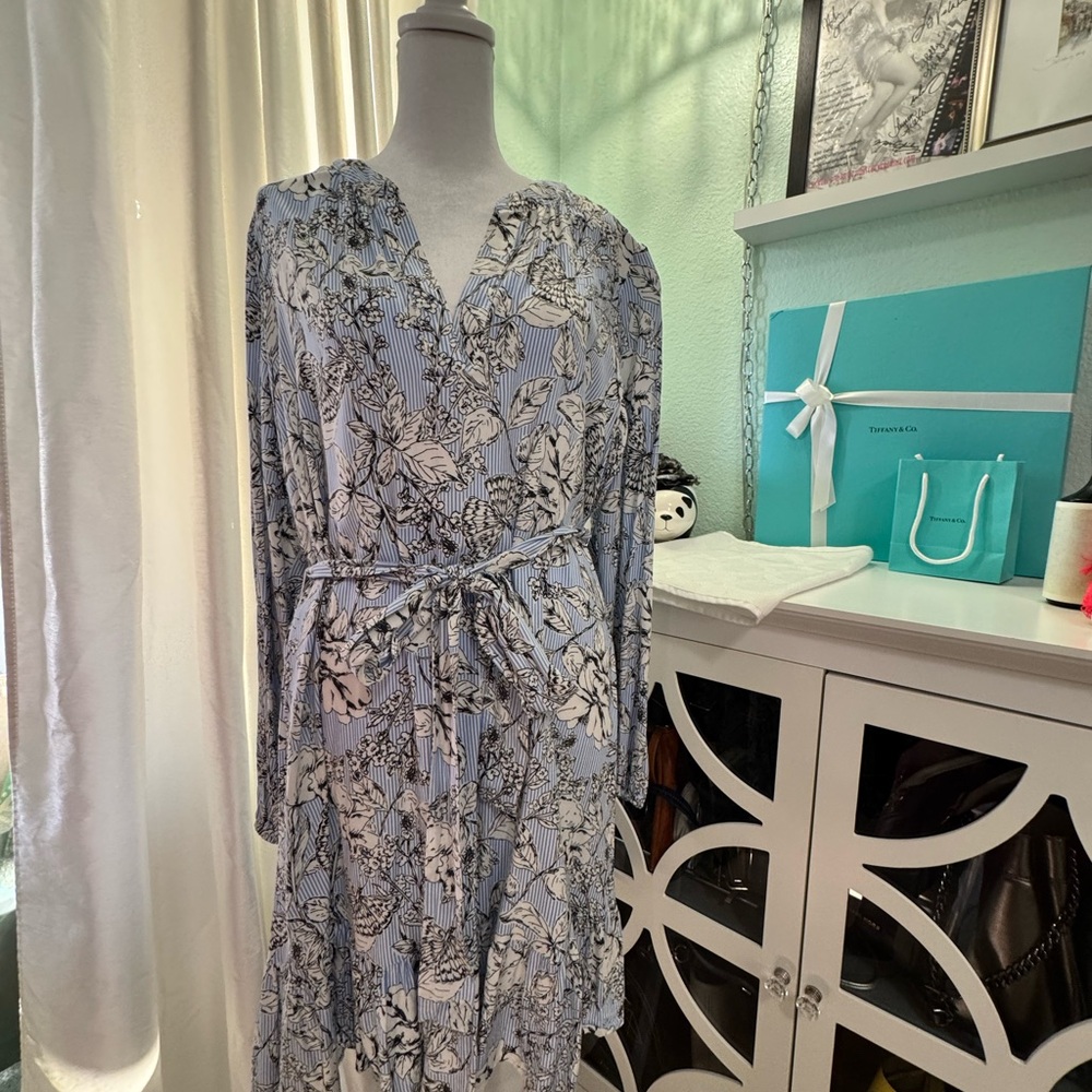 Tommy Hilfiger Blue Floral Long Sleeve Dress